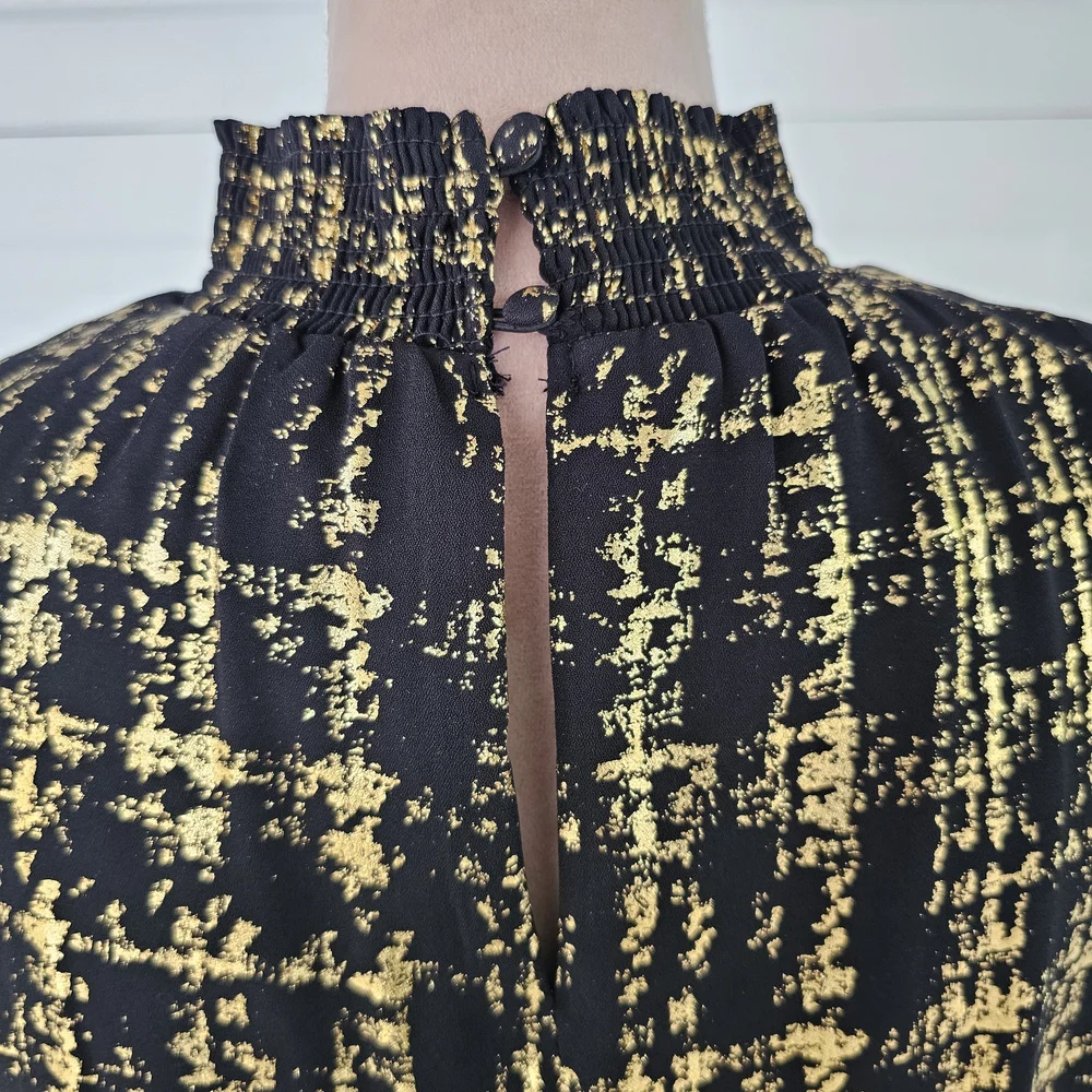 MSK XL Metallic Gold Black Maxi Dress | Boho Glam Tiered Skirt | Holiday Party